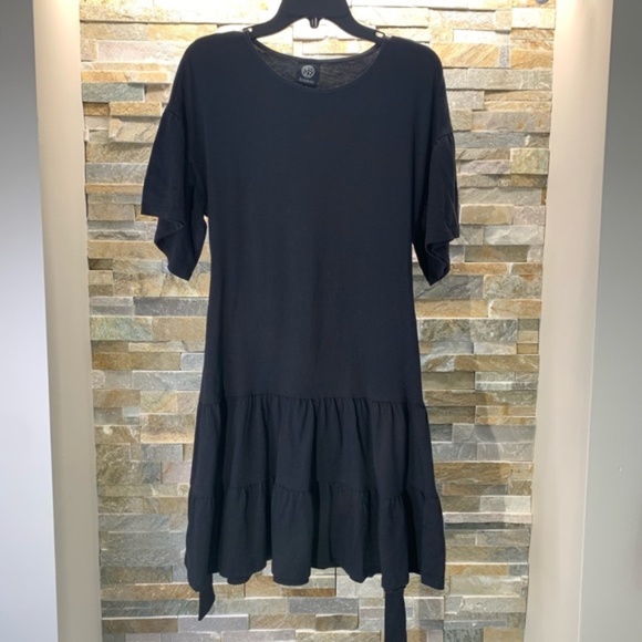 Bobeau Drop Waist Ruffle Cotton Dress( Petite) - Picture 3 of 5